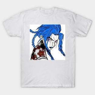 blue hair league in ecopop legends art fierce girl T-Shirt